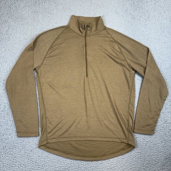 Halys PCU Level 1 Shirt Brown Military Long Sleeve Shirt Men Large 1/4 Zip Base - Picture 1 of 9